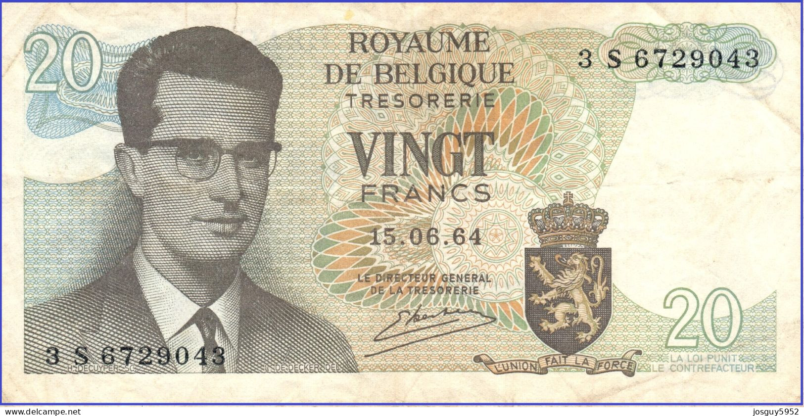 BELGIE - 20 FR 1964 - Nr 3S6729043 - Other & Unclassified