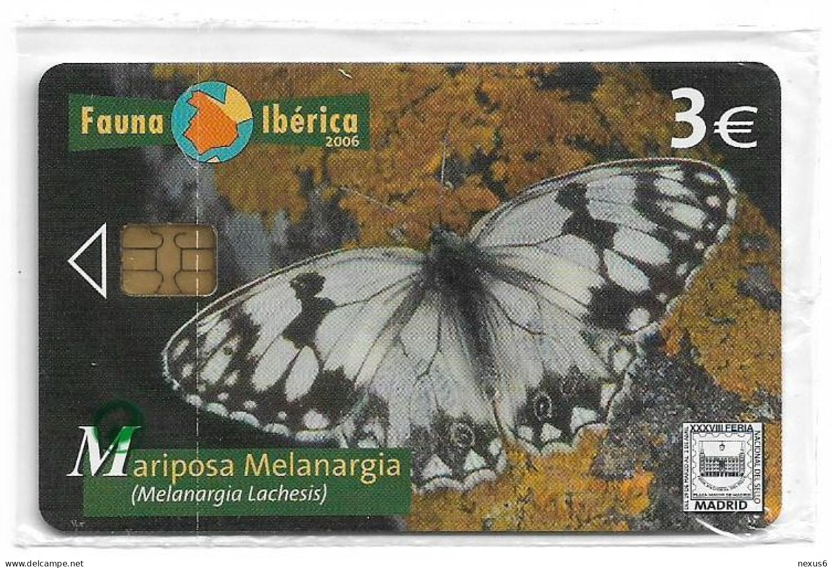 Spain - Telefonica - Fauna Iberica - Mariposa Melanargia, Butterfly - P-583 - 03.2006, 3€, 4.000ex, NSB - Emisiones Privadas