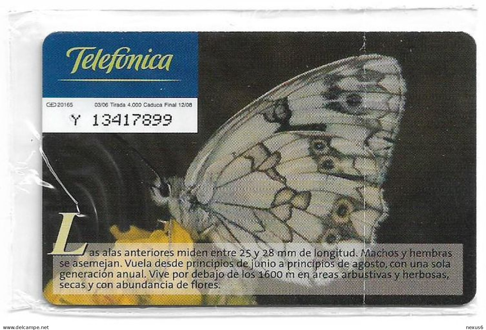 Spain - Telefonica - Fauna Iberica - Mariposa Melanargia, Butterfly - P-583 - 03.2006, 3€, 4.000ex, NSB - Privatausgaben