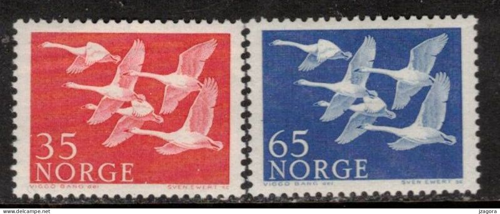 BIRDS - SWAN SCHWAN CYGNE - NORWAY NORGE NORWEGEN NORVÈGE 1956 MH(*) MI 406 407 NORDEN - Swans