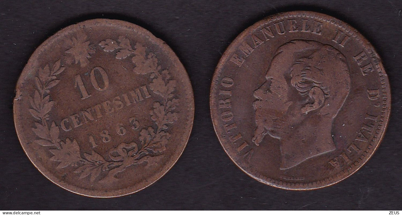 10 CENTESIMI 1863 MB  VITTORIO EMANUELE II - 1861-1878 : Victor Emmanuel II