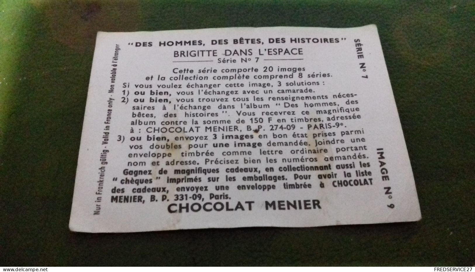 217/ BRIGITTE DANS L ESPACE SERIE N°7  CHOCOLAT MENIER - Menier