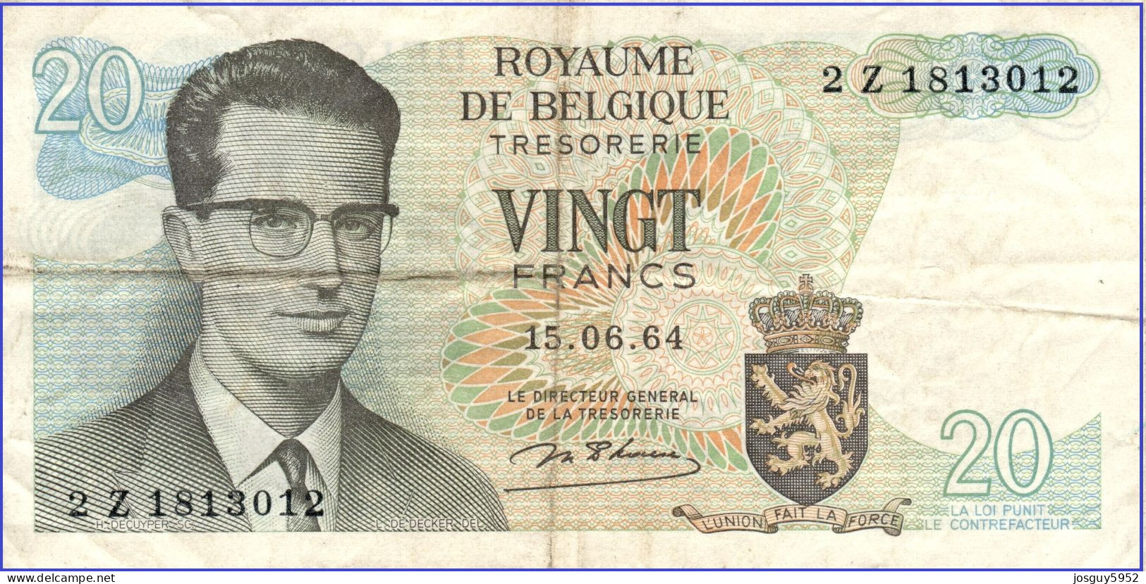 BELGIE - 20 FR 1964 - Nr 2Z1813012 - Other & Unclassified