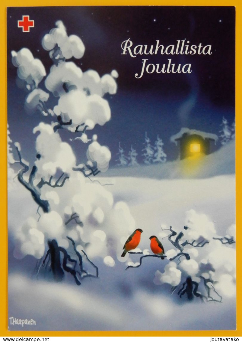 Light In The Window, Bullfinches On A Snowy Branch. Peaceful Christmas - Red Cross Finland Postal Stationery 2002 - Used - Entiers Postaux