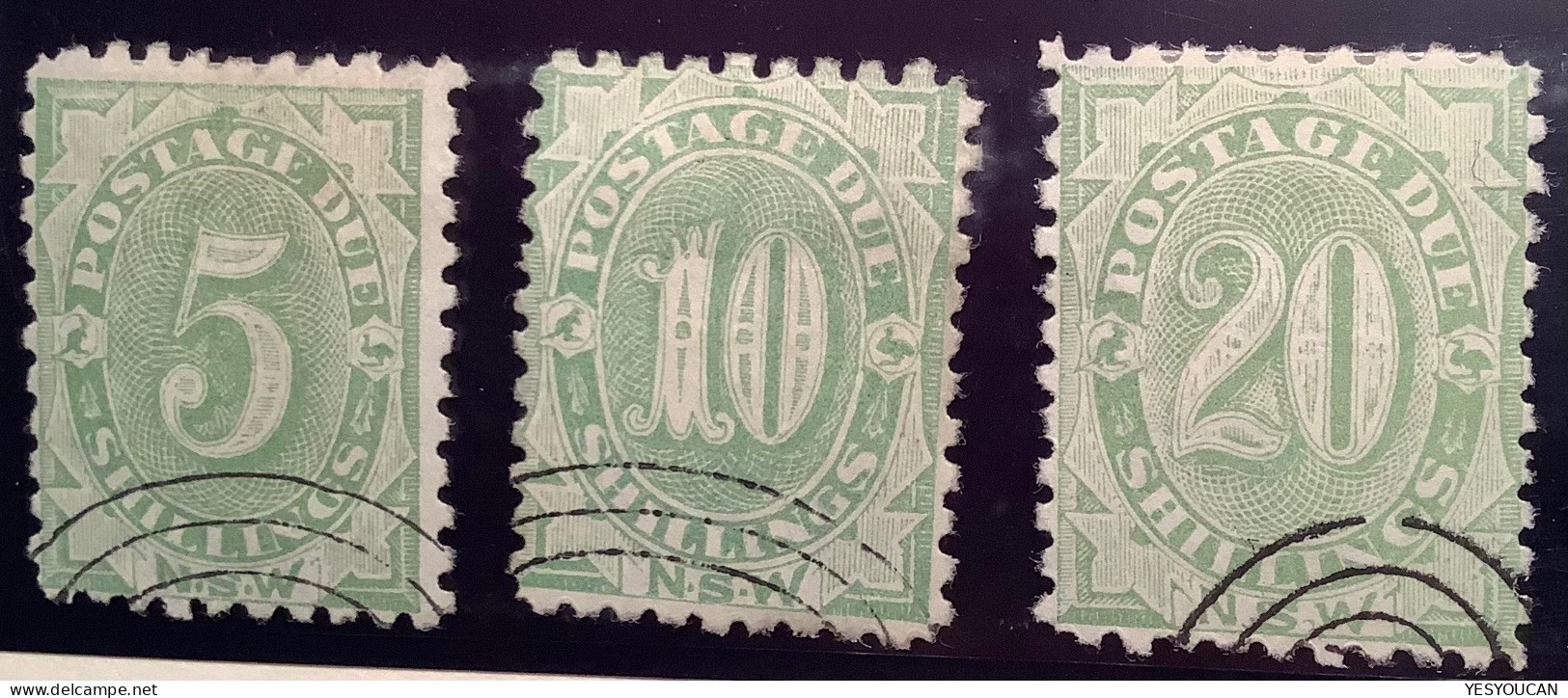 NSW Postage Due Stamps 1891-92 5s, 10s, 20 Shilling ! VF Used Y&T 8-10 (250€) (Australia Timbres Taxe - Gebraucht