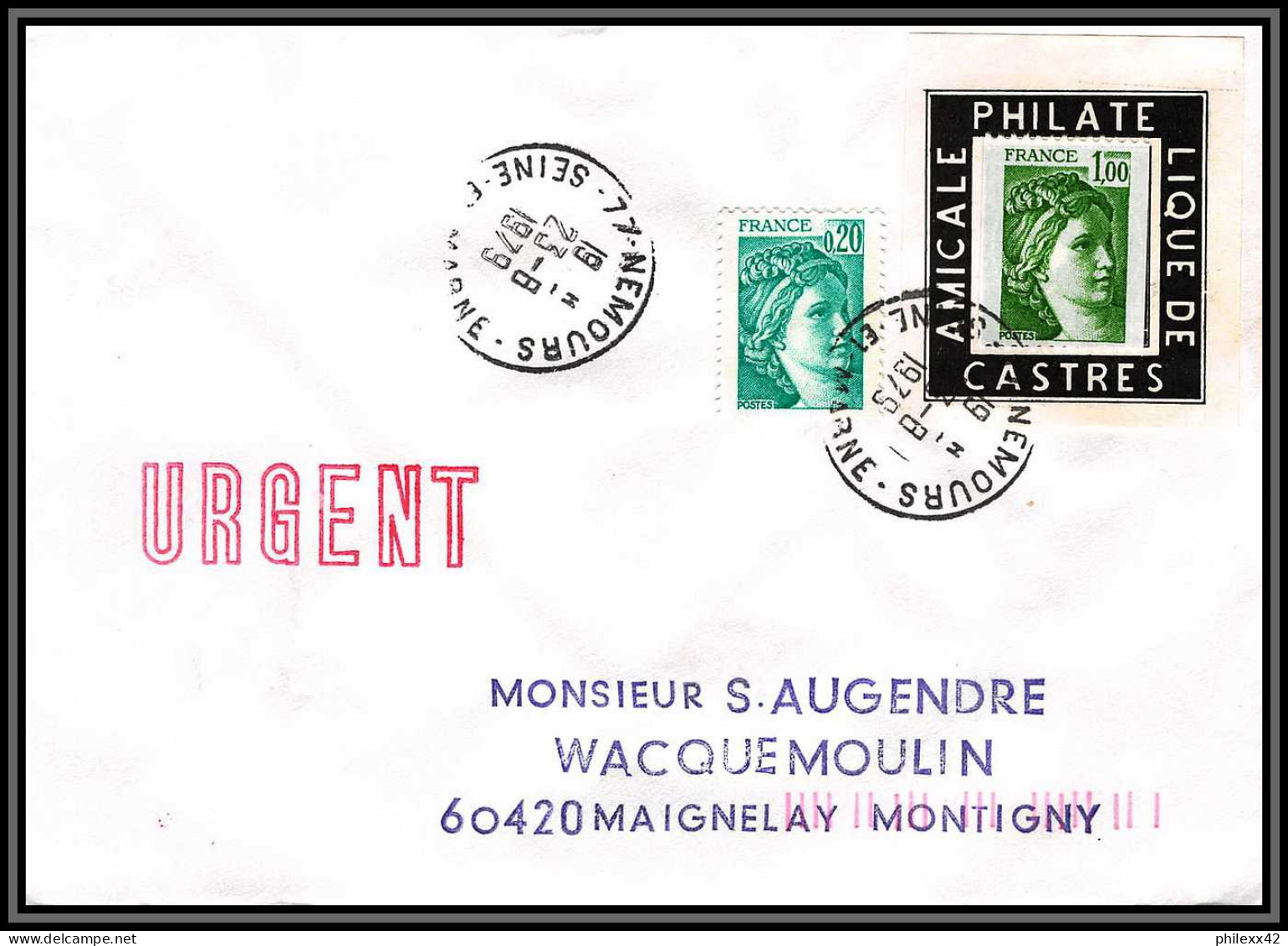 72052 Porte Timbres Nemours Seine Et Marne 1979 Amicale Philatelique De Castres Tarn Sabine 1973 Lettre Cover France - 1977-1981 Sabine (Gandon)