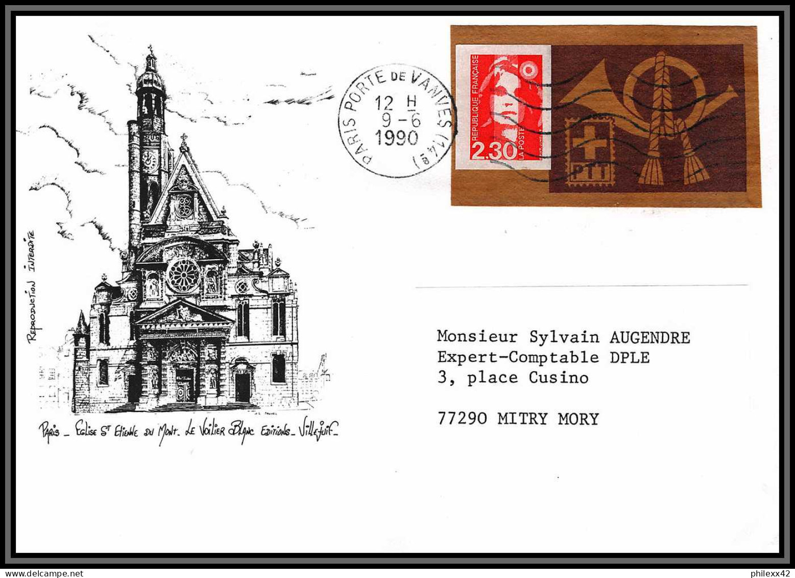 72614 Porte Timbres Vanves Paris Poste Ptt Suisse 1990 Marianne Du Bicentenaire Lettre Cover France - 1989-1996 Marianne Du Bicentenaire