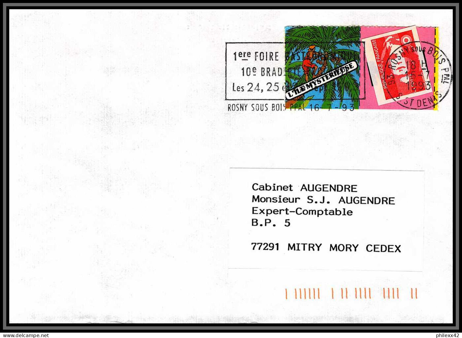 72754 Porte Timbres L'ile Mystérieuse 1993 Marianne Du Bicentenaire Lettre Cover France - 1989-1996 Marianne Du Bicentenaire