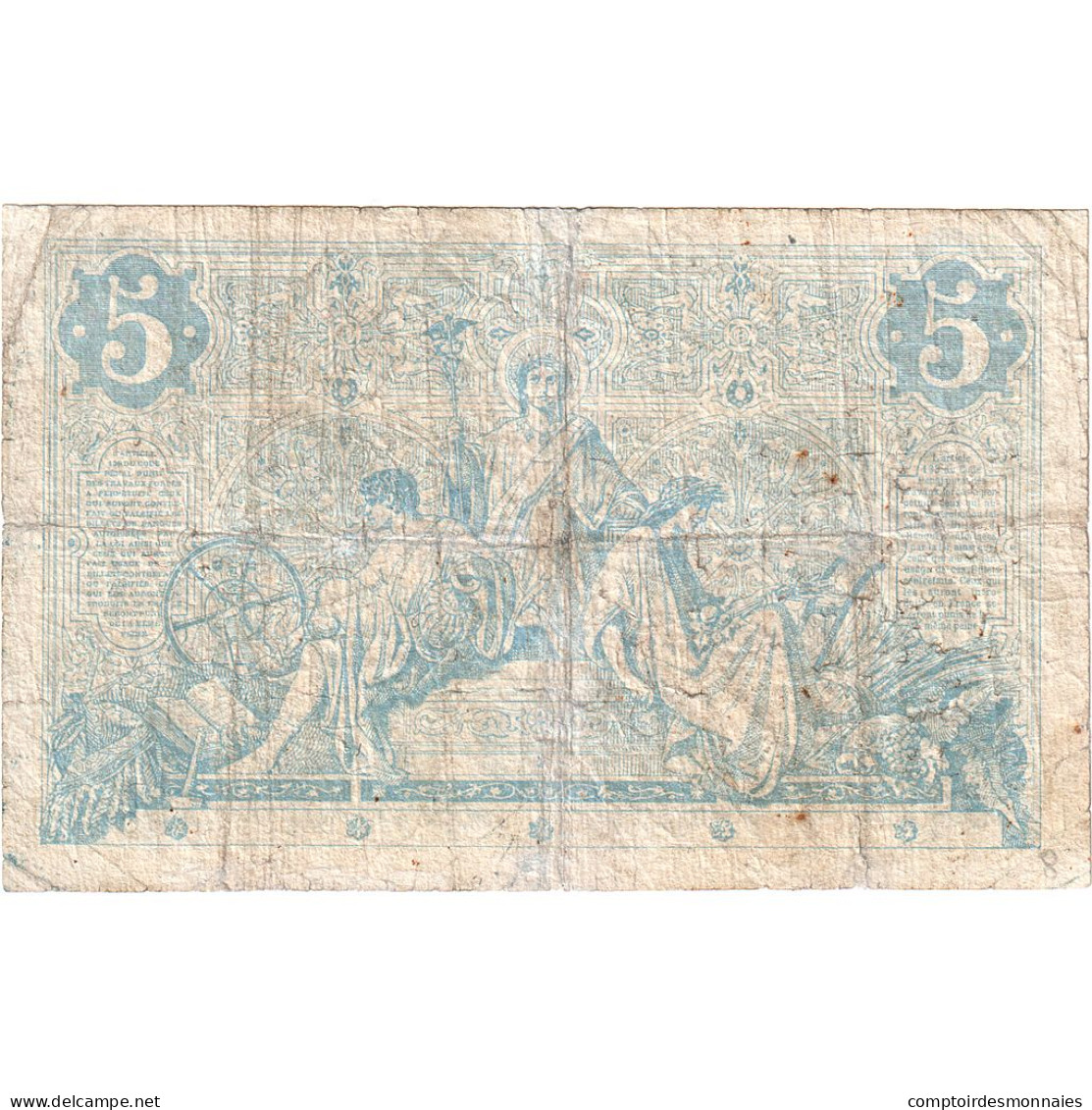 France, 5 Francs, Noir, 1873, A.1881, B, Fayette:1.15, KM:60 - 20 F 1874-1905 ''Noir''