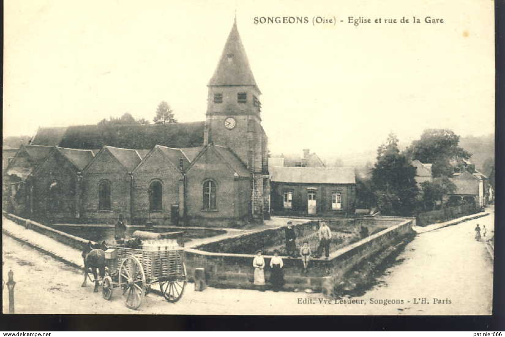 Songeons Eglise Et Rue De La Gare - Songeons