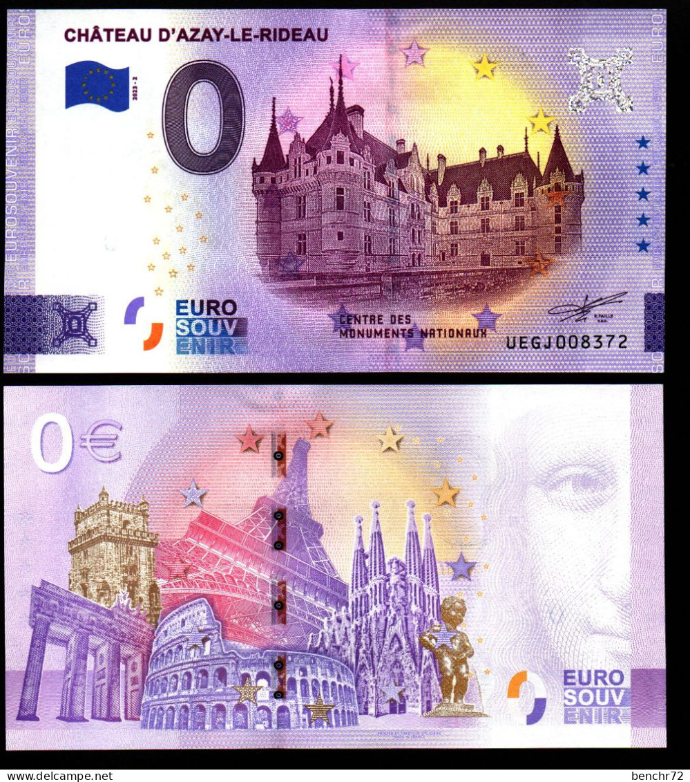 Billet Touristique 0 Euro Souvenir - 2023 - CHATEAU D'AZAY-LE-RIDEAU - Essais Privés / Non-officiels