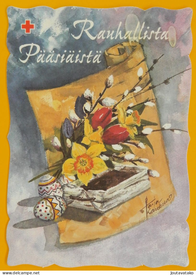 Spring Flowers And Easter Eggs. Have A Peaceful Easter - Red Cross Finland Postal Stationery 2000 - Used - Entiers Postaux