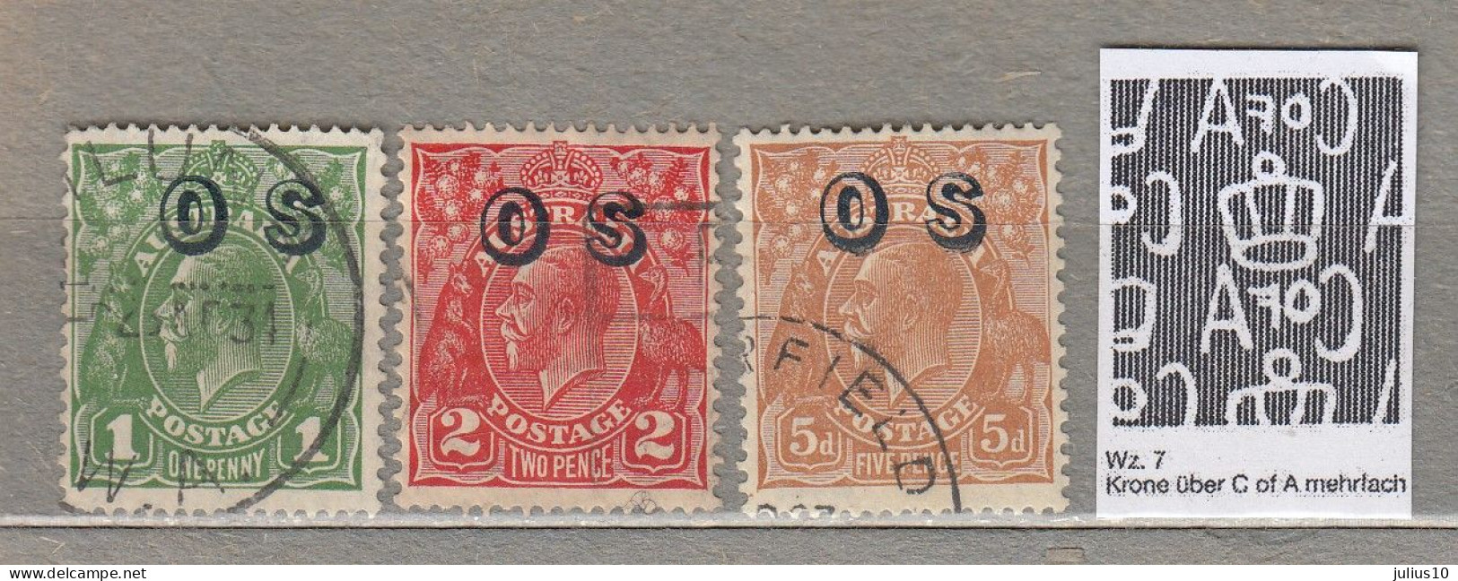 AUSTRALIA Service OS 1932 Used(o) Mi 8,9,10 #34396 - Dienstmarken