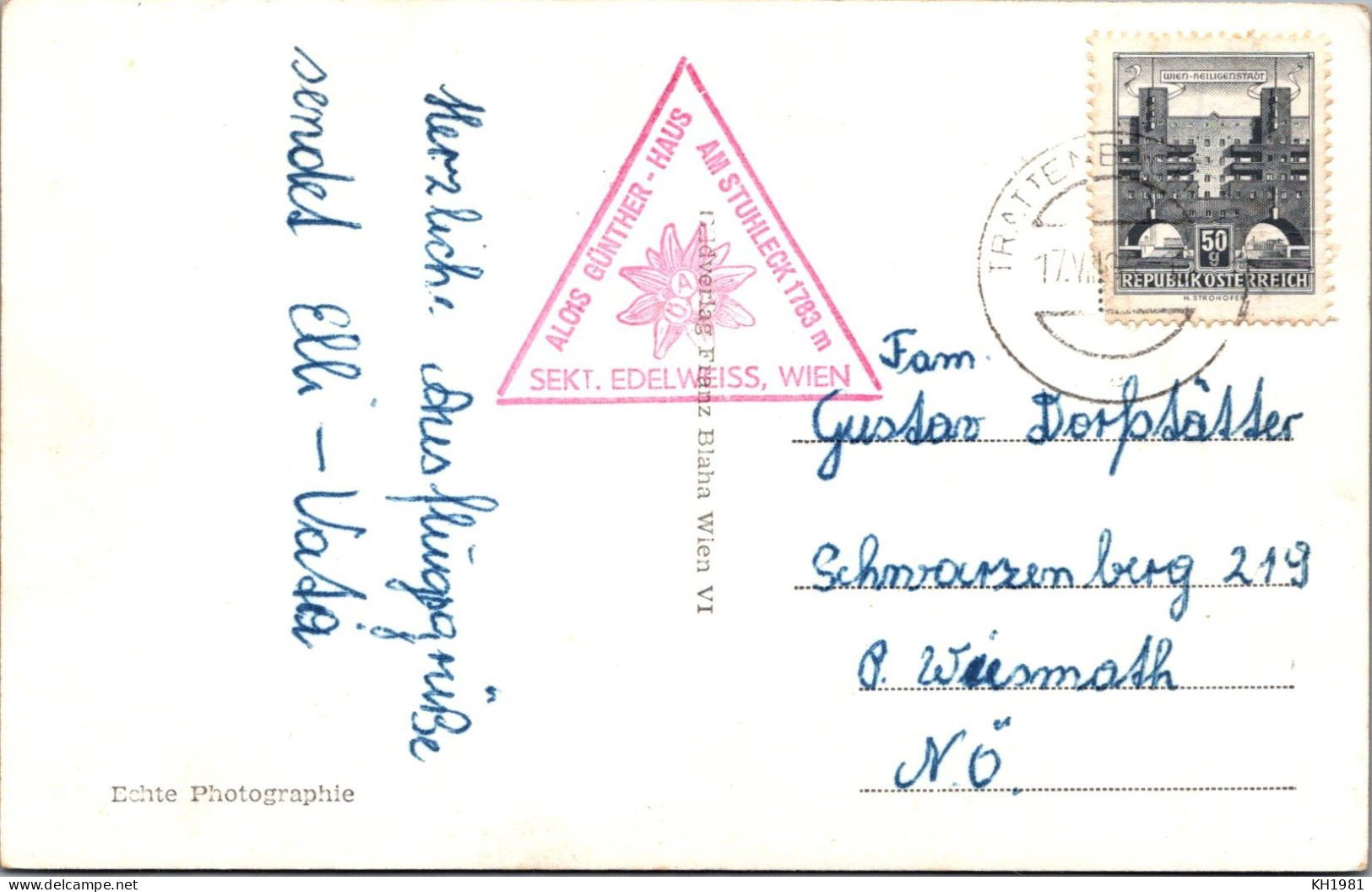 Alois Günterhaus Im Stuhleck Mit Stempel - Steinhaus Am Semmering