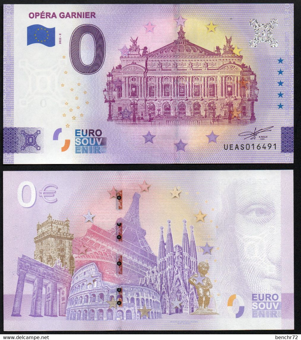 Billet Touristique 0 Euro Souvenir - 2022-2 - OPERA GARNIER - Essais Privés / Non-officiels