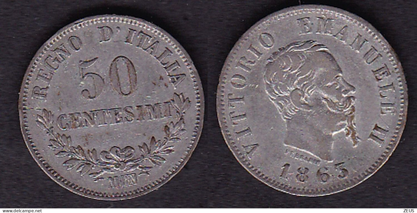 50 CENTESIMI 1863M SPL VITTORIO EMANUELE II - 1861-1878 : Vittoro Emanuele II