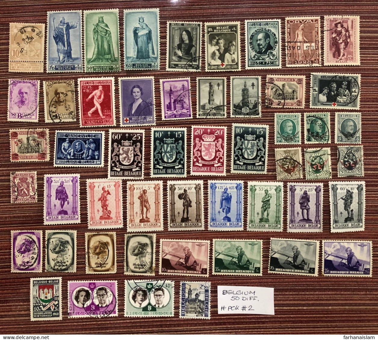 Belgium 50 Different Mint Used Stamps Semi Postal - Sammlungen