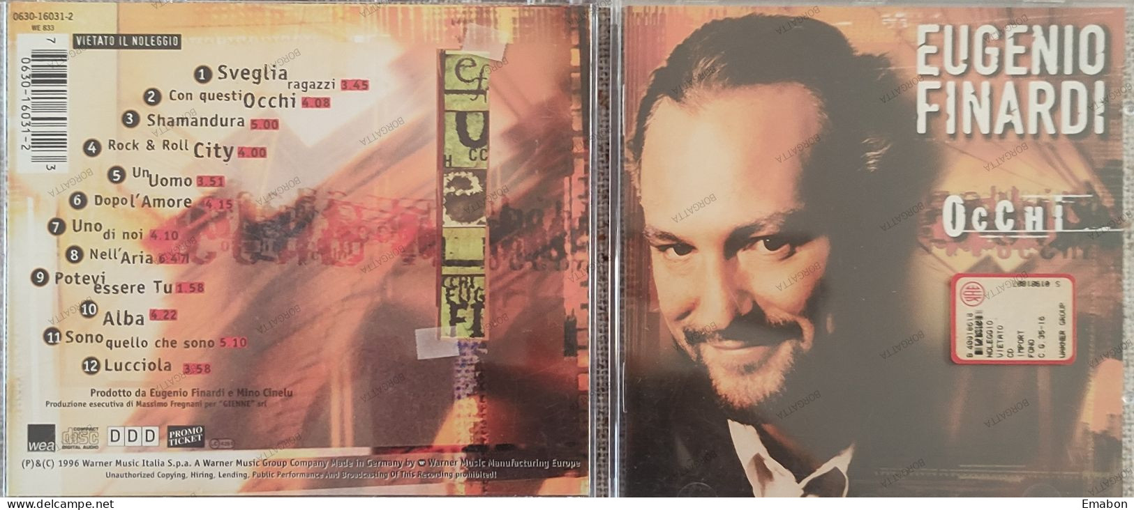 BORGATTA - ITALIANA - Cd  EUGENIO FINARDI - OCCHI - WARNER MUSIC 1996 -  USATO In Buono Stato - Altri - Musica Italiana