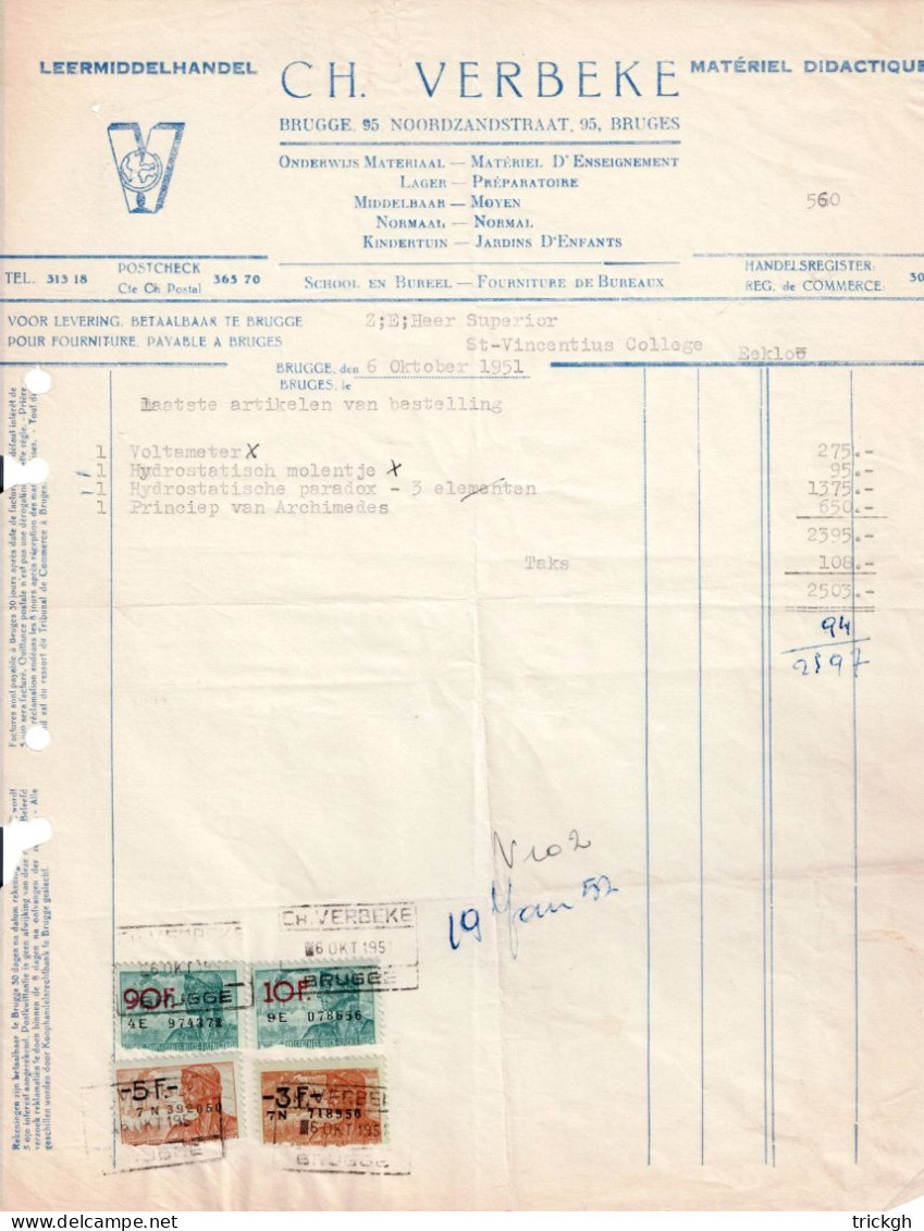 Verbeke Brugge 1951 / Leermiddelen Matériel Didactique - Documentos