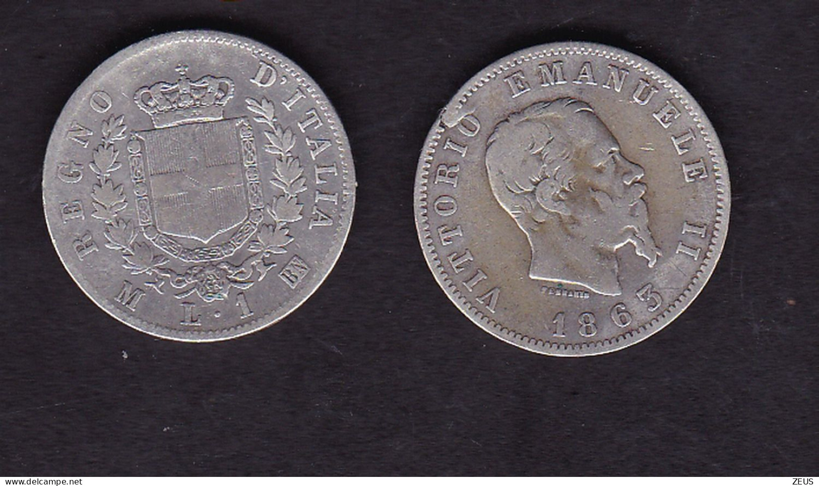 1 LIRA STEMMA  1863M BB VITTORIO EMANUELE II - 1861-1878 : Vittoro Emanuele II