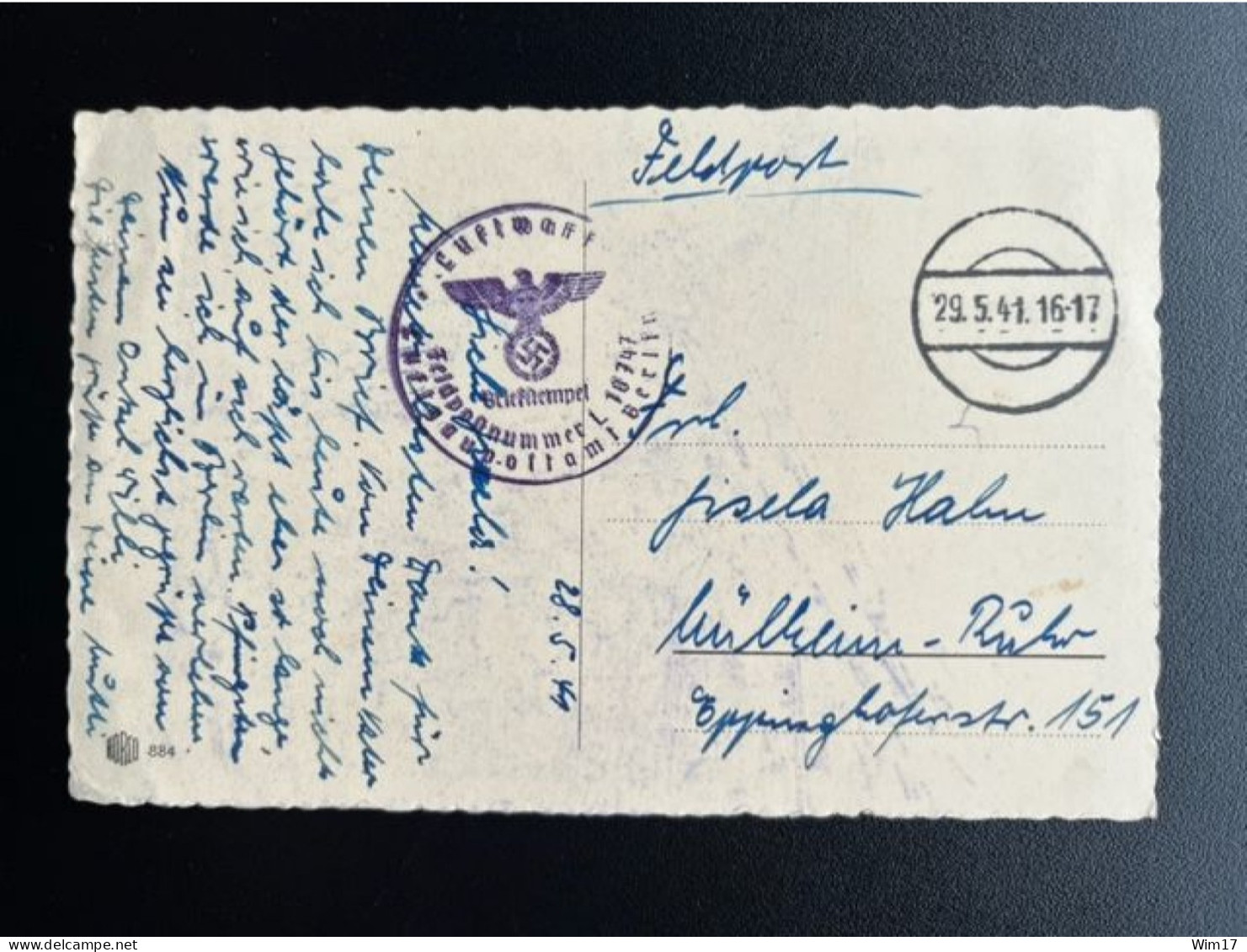 GERMANY 1941 POSTCARD FIELDPOST TO MULHEIM 29-05-1941 DUITSLAND DEUTSCHLAND FELDPOST - Entiers Postaux Privés