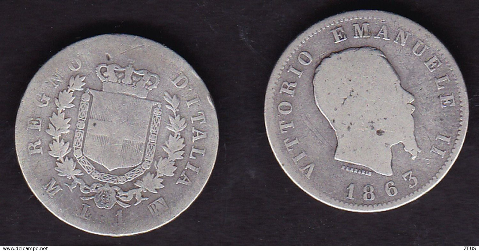 1 LIRA VALORE 1863M   VITTORIO EMANUELE II - 1861-1878 : Victor Emmanuel II.