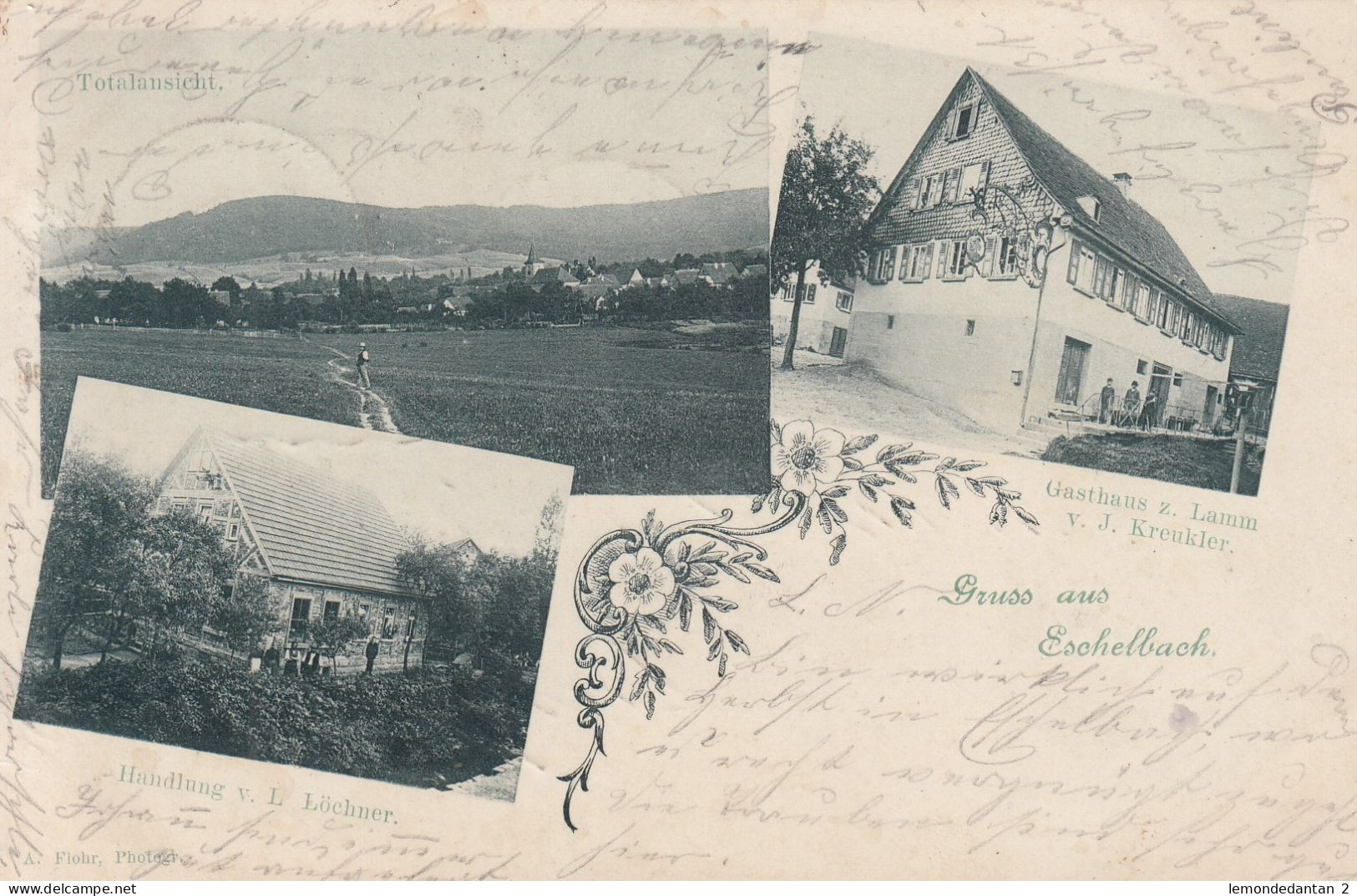 Gruss Aus Eschelbach - Händlung V. L. Lüchner - Gasthaus Z. Lamm 1901 - Sinsheim