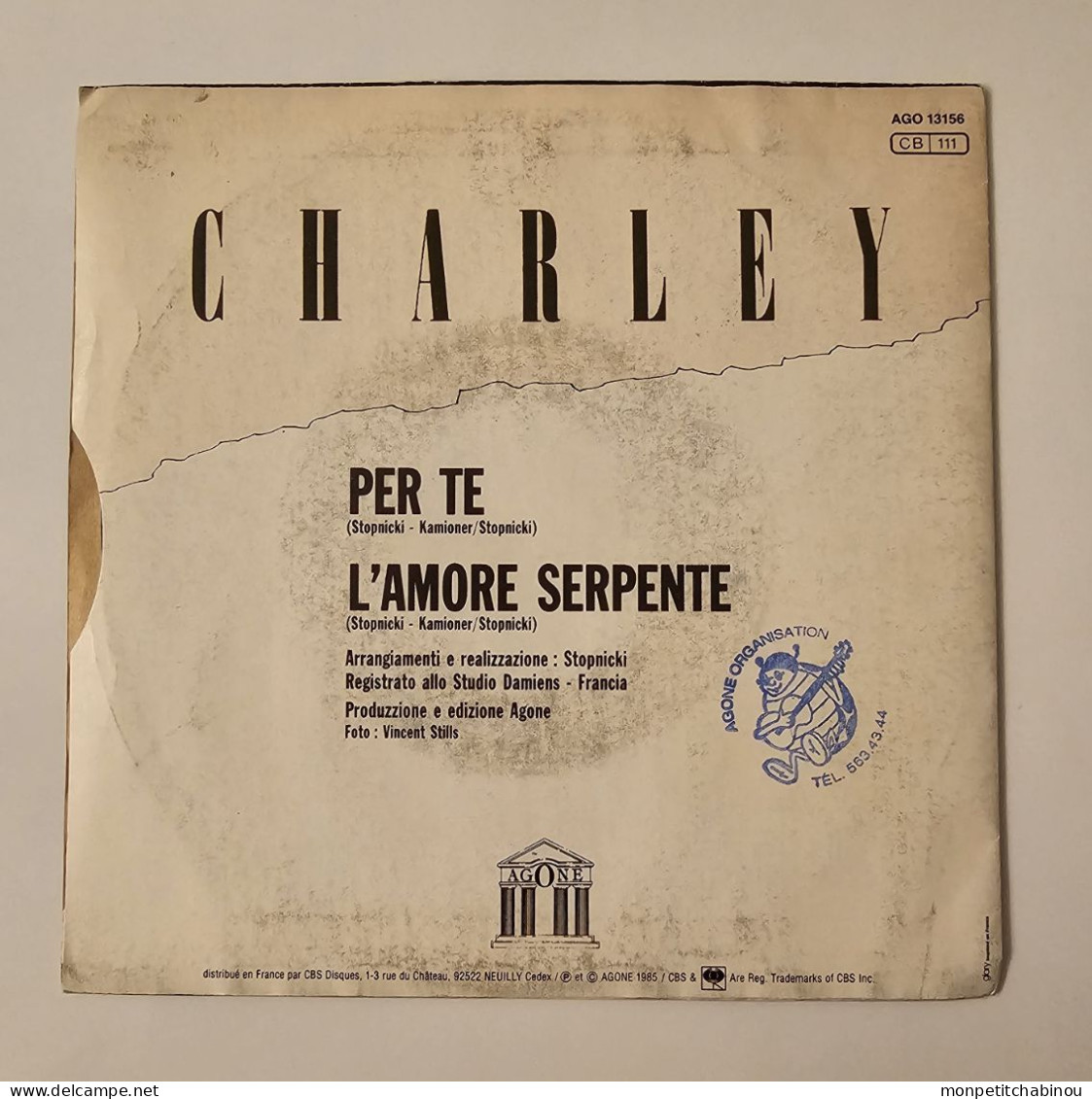 45T CHARLEY : Per Te - Sonstige - Italienische Musik