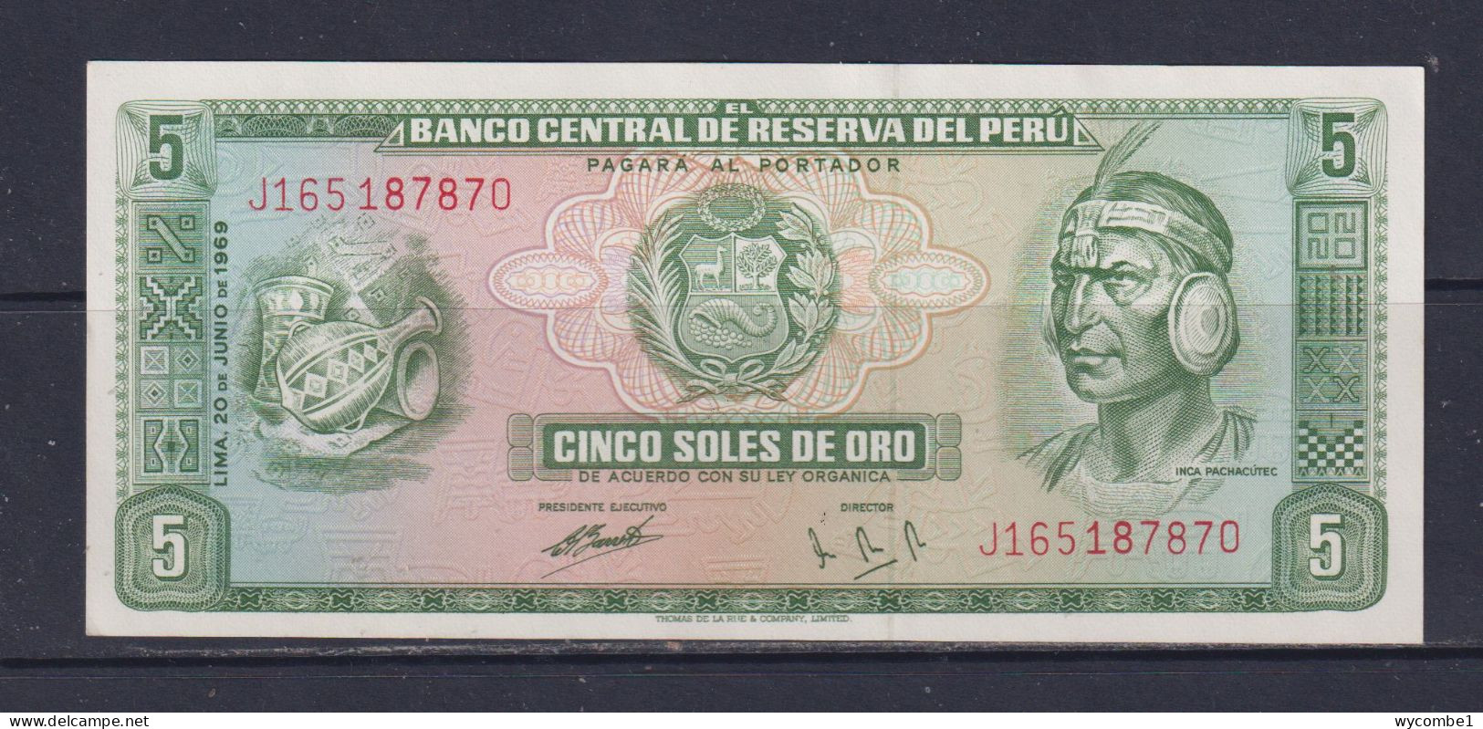 PERU -  1969 10 Sols UNC/aUNC  Banknote - Perú