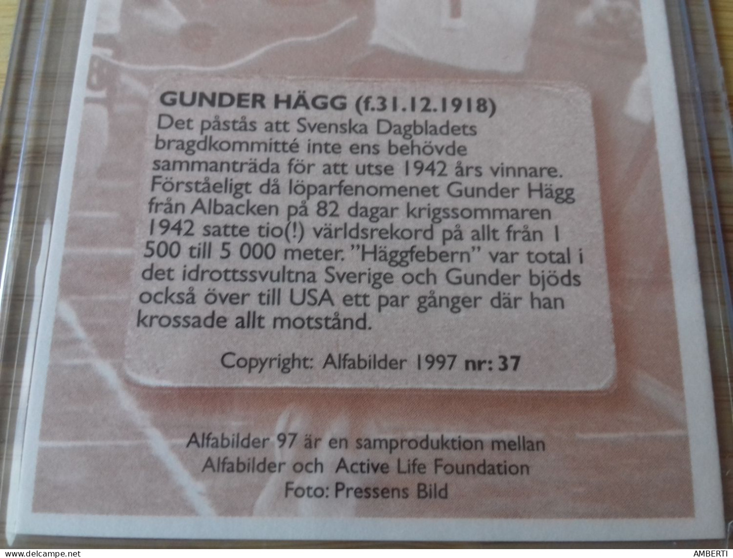 Gunder Hägg (cromo Autografiado) - Sportspeople