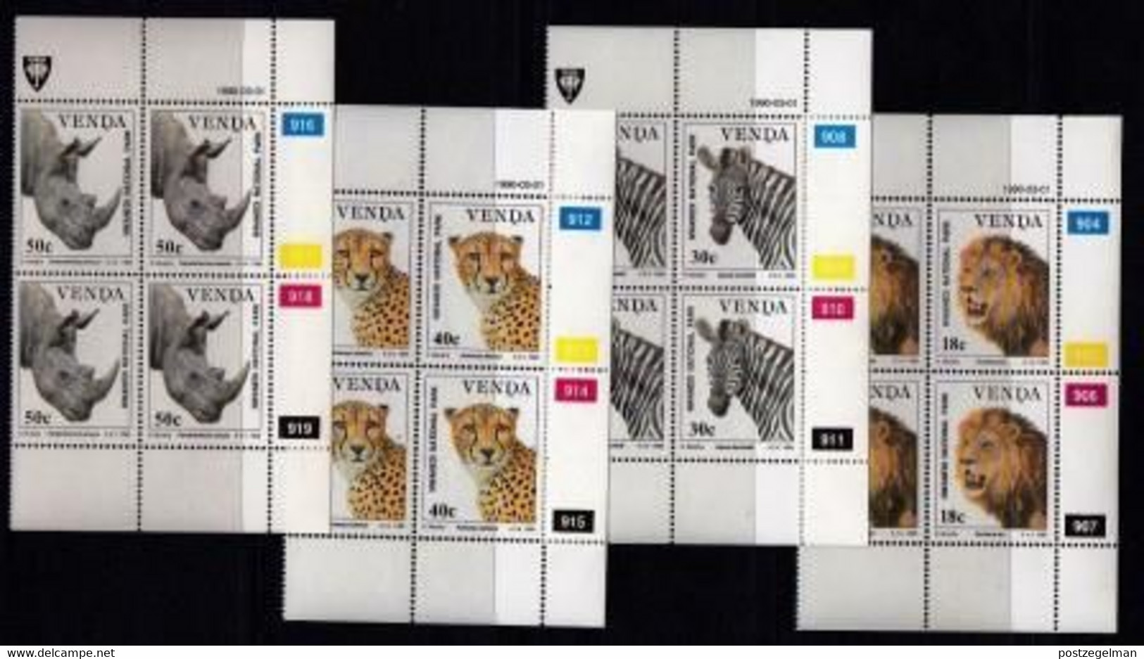 VENDA, 1990, Mint Never Hinged Stamps In Control Blocks, MI 200-203, Wildlife Animals, X347 - Venda