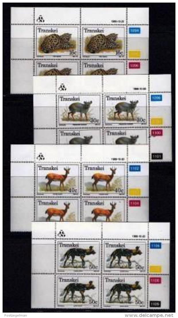 TRANSKEI, 1988, Mint Never Hinged Stamps In Control Blocks, MI 226-229,  Endangered Animals,  X247 - Transkei
