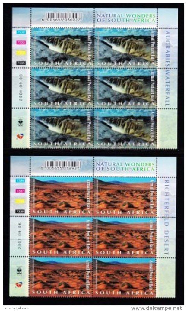 RSA, 2001, MNH Stamps In Control Blocks, MI 1439-1448, Tourism Natural Wonders ,  X679 - Nuevos