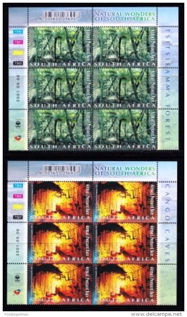 RSA, 2001, MNH Stamps In Control Blocks, MI 1439-1448, Tourism Natural Wonders ,  X679 - Ungebraucht