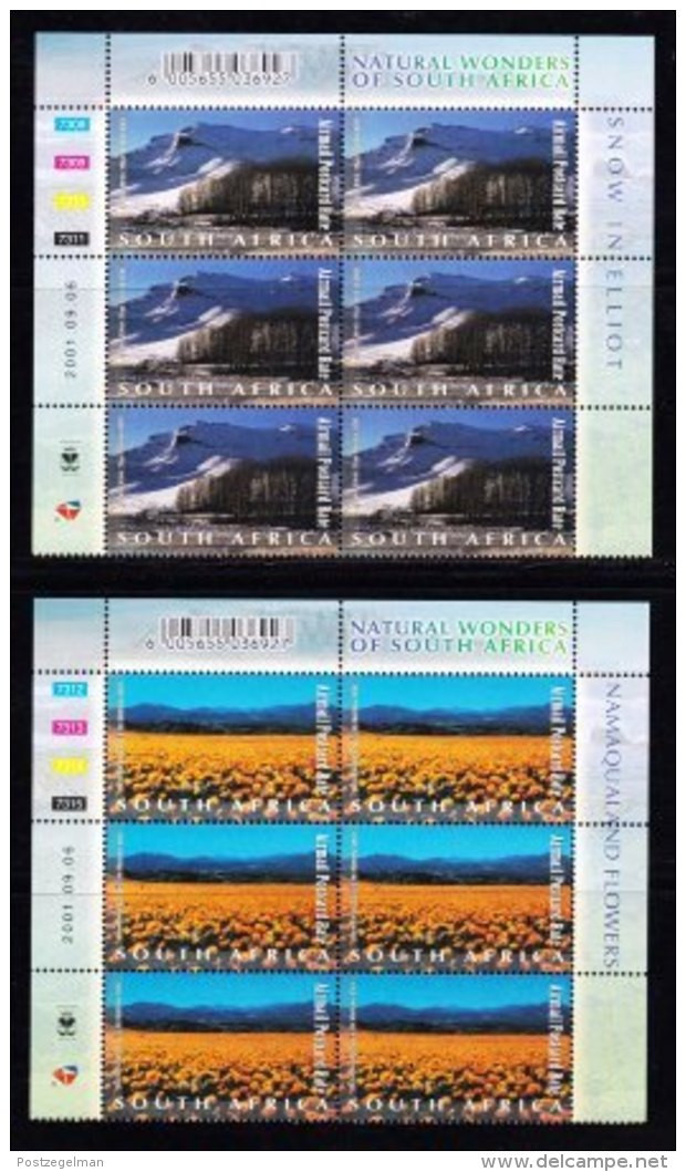 RSA, 2001, MNH Stamps In Control Blocks, MI 1439-1448, Tourism Natural Wonders ,  X679 - Ongebruikt