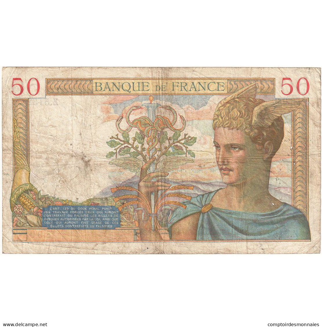 France, 50 Francs, Cérès, 1936, Z.5152, TB, Fayette:17.31, KM:81 - 50 F 1934-1940 ''Cérès''