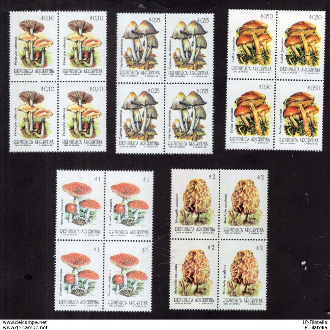 Argentina - 1992/1994 - Basic Serie - Mushrooms - Unused Stamps