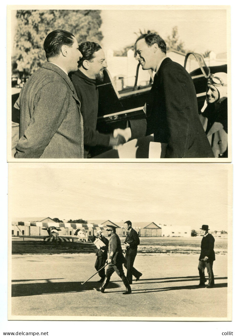 Balbo - Due Cartoline Fotografiche Per L'incontro Con Lindbergh - Marcophilie (Avions)