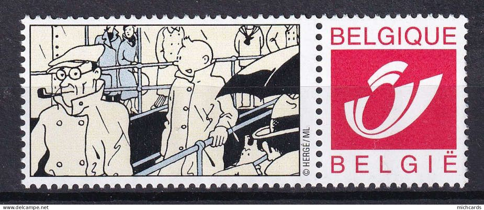 303 BELGIQUE Duo Stamp - TINTIN - En Amerique - BD Comics - Neuf **(MNH) Sans Charniere - Philabédés