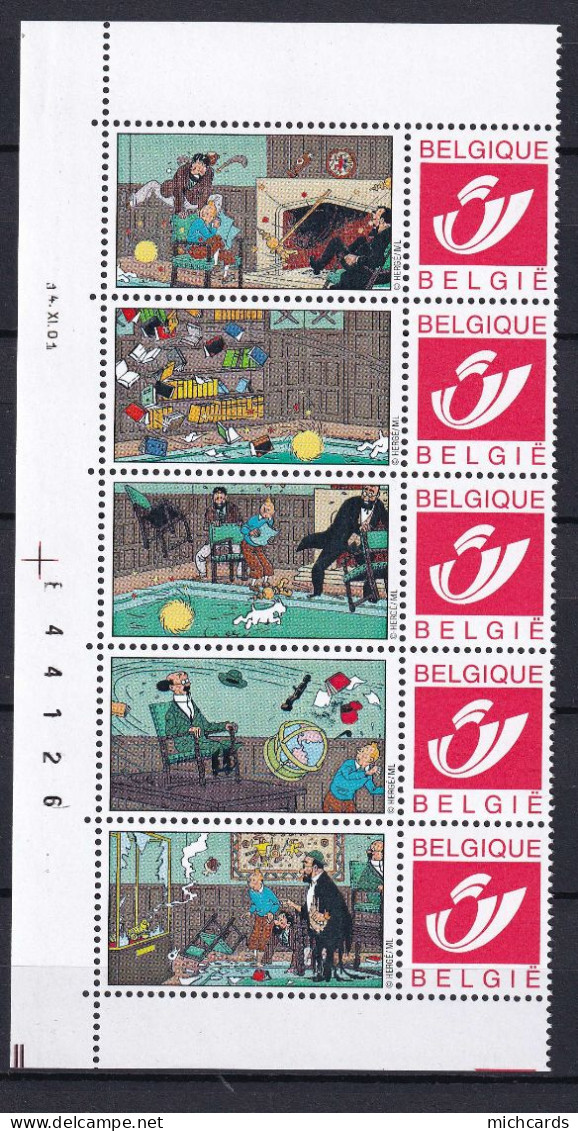 303 BELGIQUE Duo Stamp - TINTIN - Les 7 Boules De Cristal + Bord De Feuille - Neuf **(MNH) Sans Charniere - Philabédés