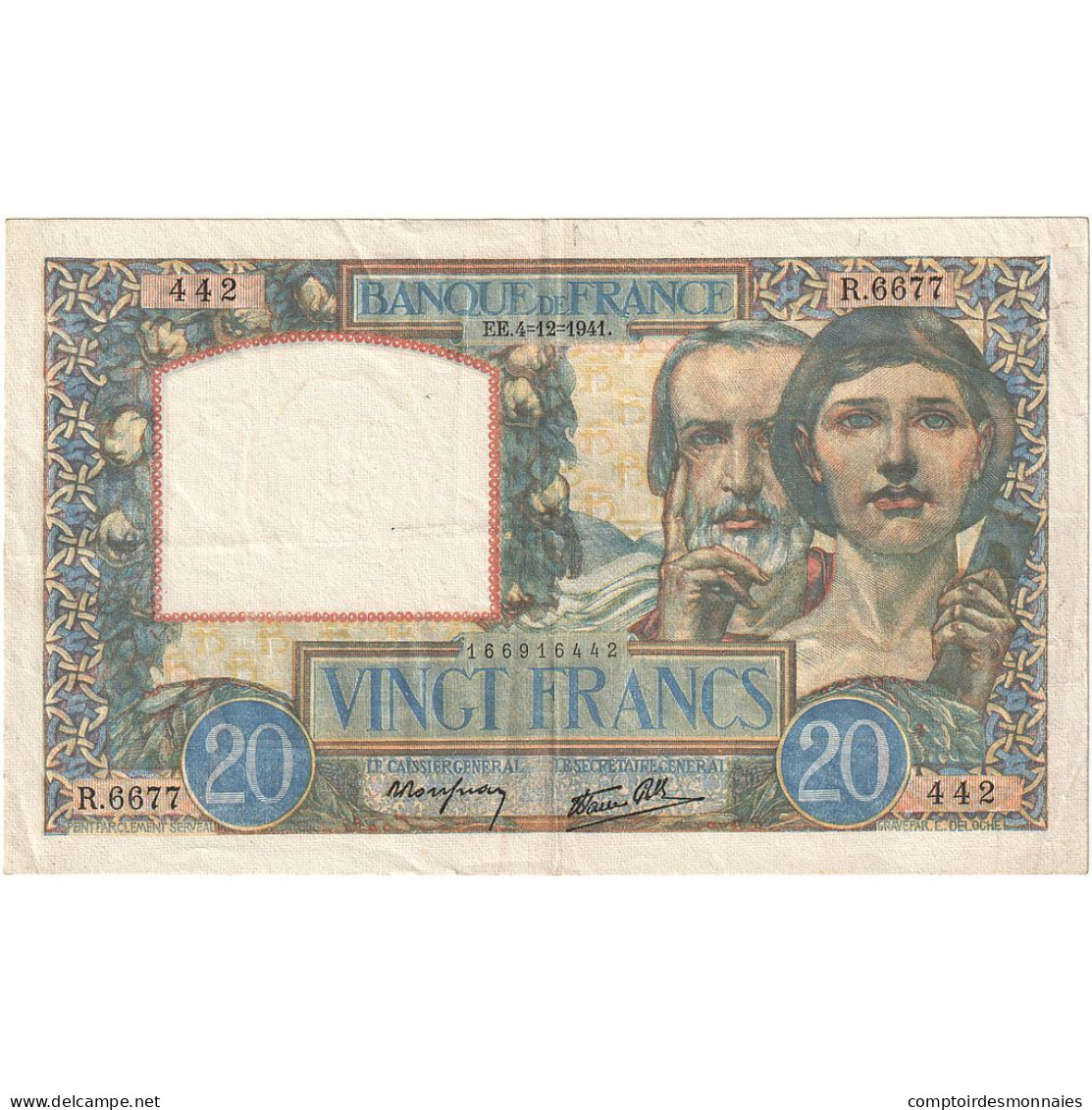 France, 20 Francs, Science Et Travail, 1941, R.6677, TTB, Fayette:12.20, KM:92b - 20 F 1939-1942 ''Science Et Travail''