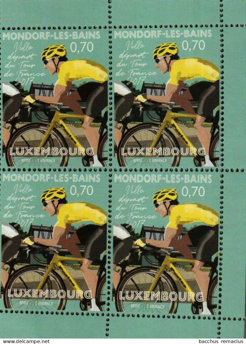 LUXEMBOURG Bloc De 4 Timbres à 0,70 Euro MONDORF-LES-BAINS Ville-Départ Du Tour De France 2017 - Blocs & Feuillets