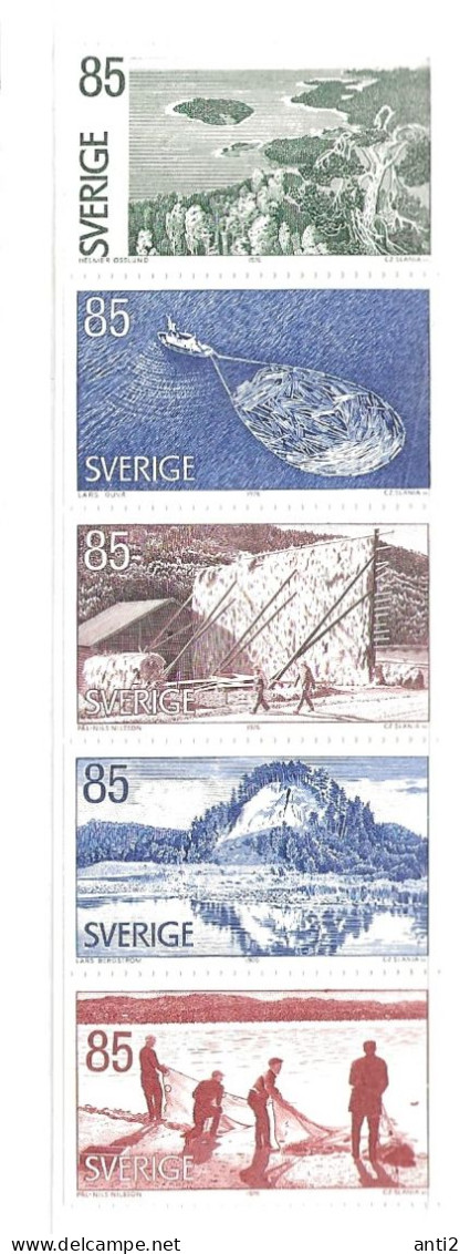 Sweden 1976 Tourism: Provinz Ångermanland, Sceneries, Landscapes Mi 945-949 Strip  MNH(**) - Nuevos