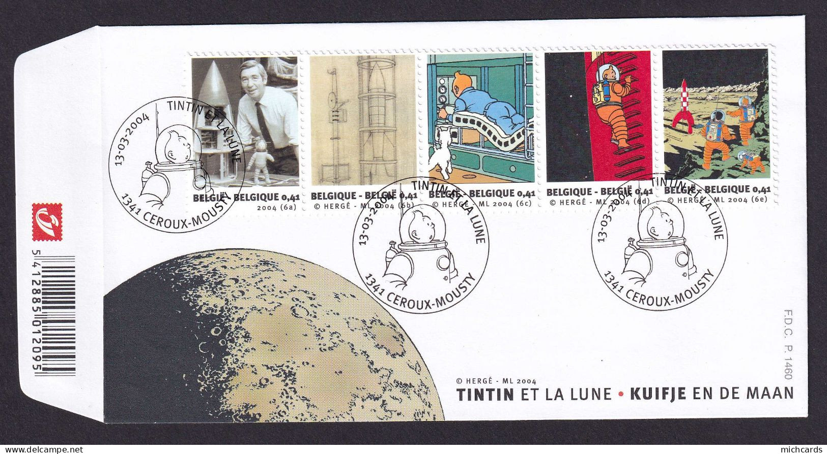 BELGIQUE Env 1er Jour FDC - Tintin Et La Lune - Obliteration 13-03-2004 - 2011-2014