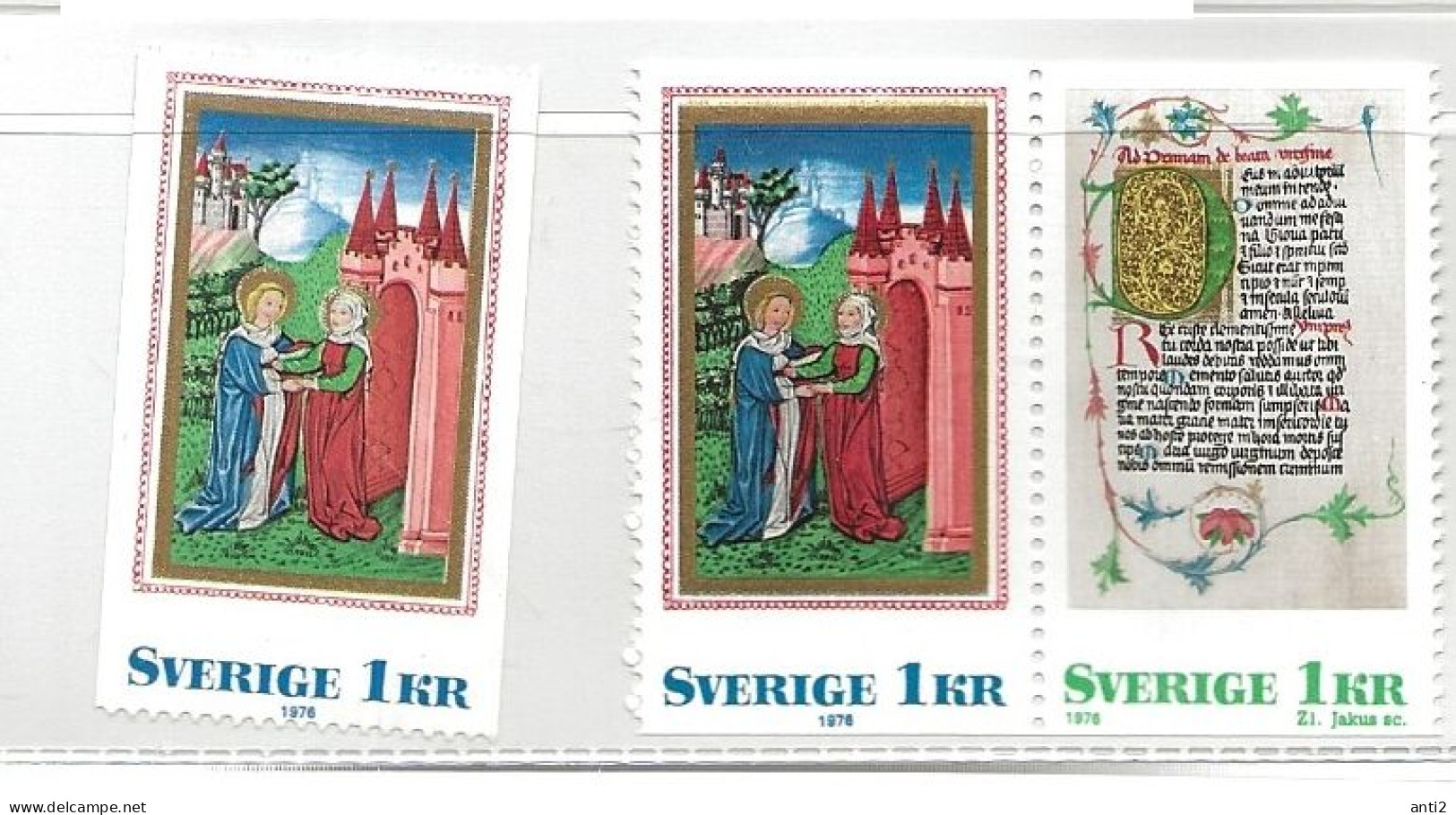 Sweden 1976 Christmas, Pair 1 Kr Mi 968 + 968-969  MNH(**) - Nuevos