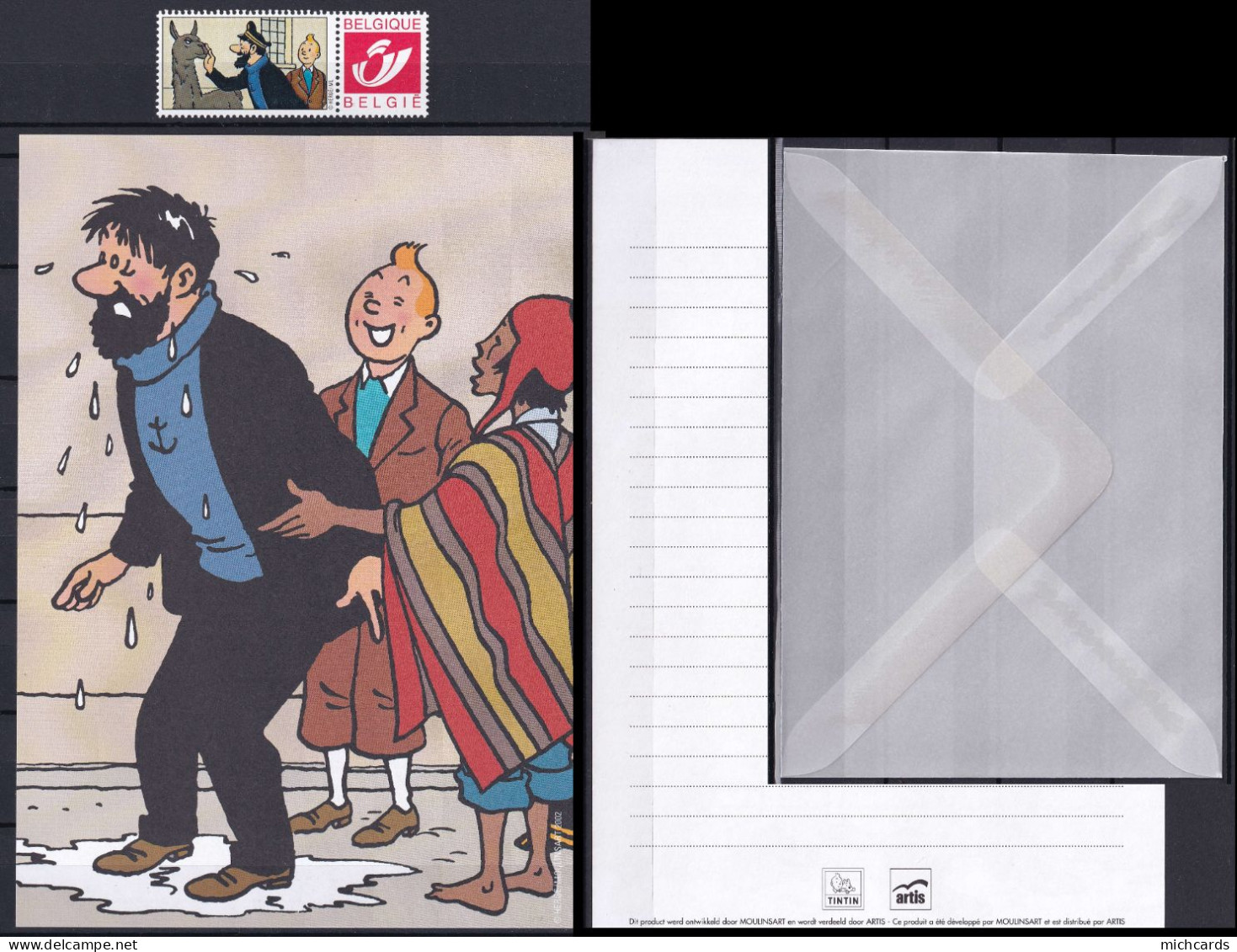 BELGIQUE Duo Stamp TINTIN + Set D'écriture - Neuf ** (MNH) Sans Trace De Charniere - Philabédés (fumetti)