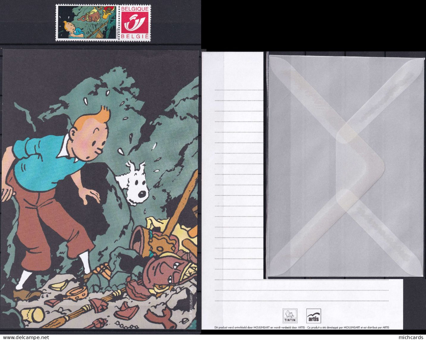 BELGIQUE Duo Stamp TINTIN + Set D'écriture - Neuf ** (MNH) Sans Trace De Charniere - Philabédés