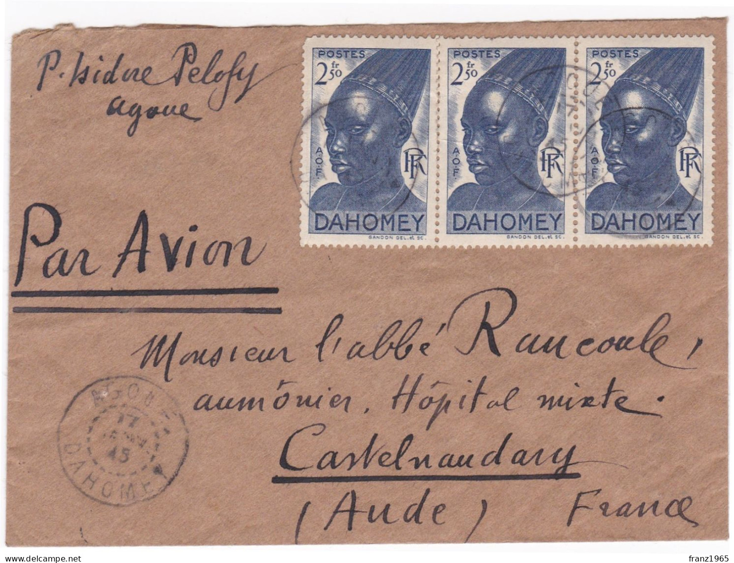 From Dahomey To France - 1945 - Storia Postale