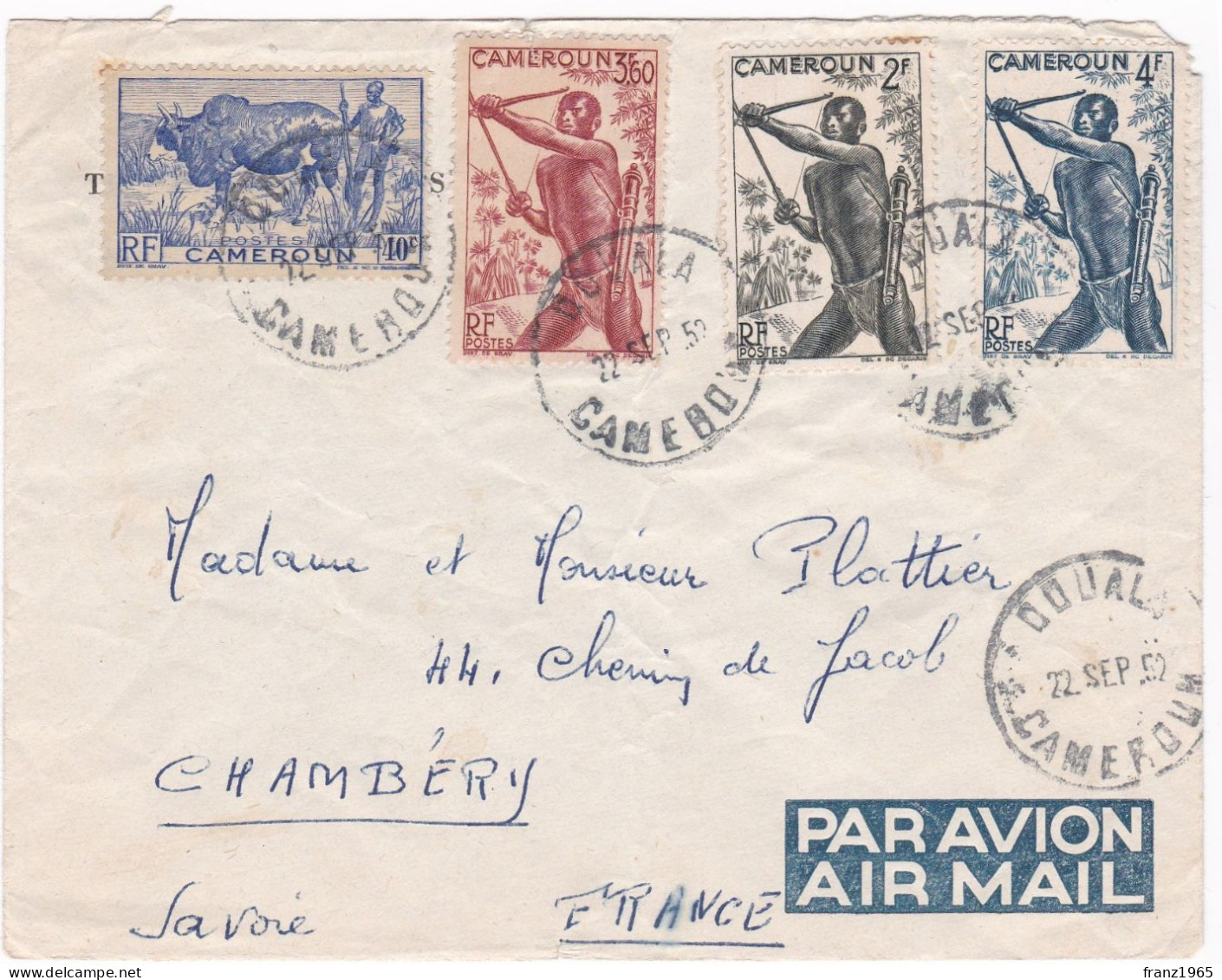 From Camerun To France - 1952 - Luchtpost
