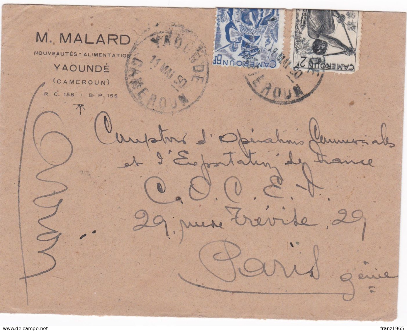 From Camerun To France - 1950 - Poste Aérienne